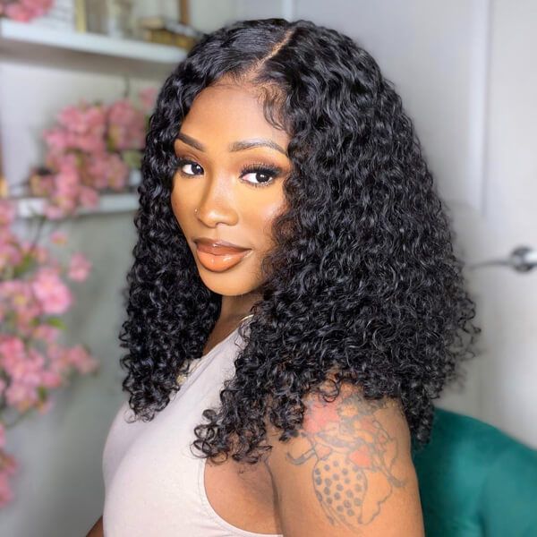 Perfect Bouncy Black Curly Human Hair 13x4 Lace Front Wig | Idefinewig