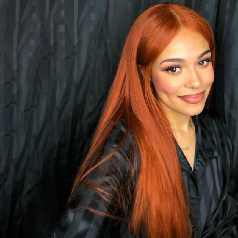 Light Copper Red Color #130 Straight Human Hair Lace Front Wig | Idefinewig