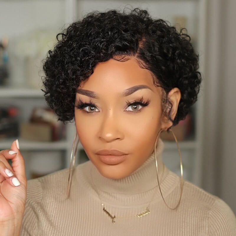 Lace Frontal Pixie Cut,Short Curly Bob Wig Pre Bleached | Idefinewig