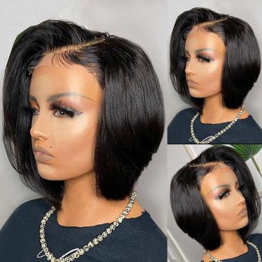 Short Bob Side Part Straight Wig Lace Human Hair Front Wigs