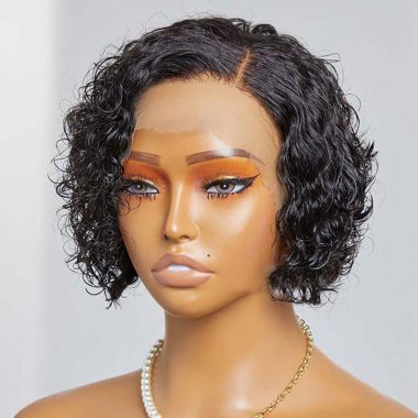 Short Bouncy Curls Human Hair 13x4 Lace Frontal Wigs