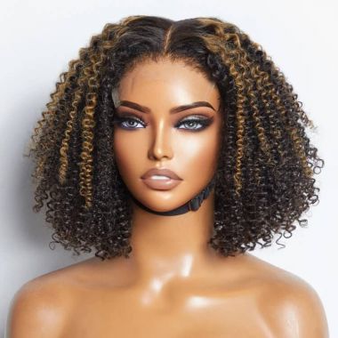 Highlight Afro Curly Glueless 5x5 Closure Undetectable Lace Wig