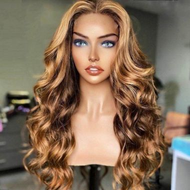 Brown Highlight Body Wave Piano Color 13x4 Lace Front Wigs 
