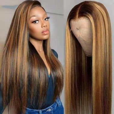 Glueless 13x4 Lace Front Wig Human Hair Wig Balayage Color
