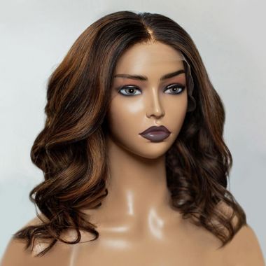 Golden Highlight Wavy Lace Front Wig 