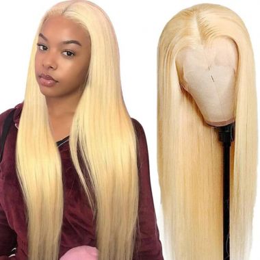 13x4 Lace Frontal Wig 613 Blonde Straight 180% Density  Pre-plucked 100% Virgin Hair