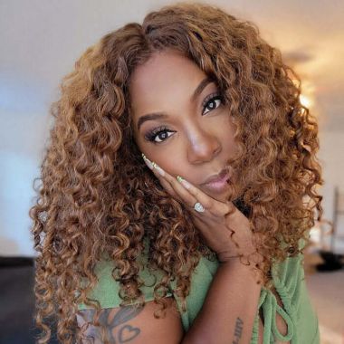 Honey Brown Suga Color Lace Front Wig Curl Human Hair 