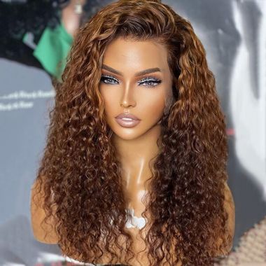Malaysian Hair Caramel Brown Curly Lace Front Wig