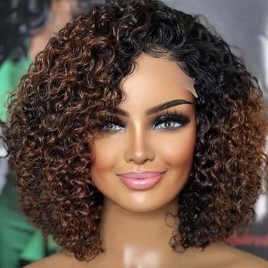 Malaysian Hair Ombre Curly Bob Lace Front Wig