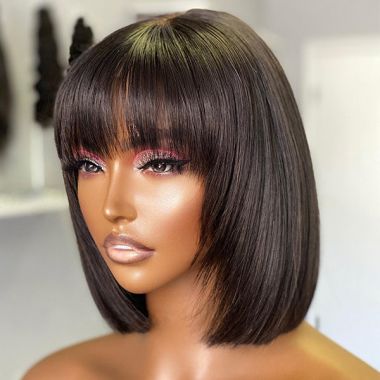Short Cut 13x4 Frontal Lace Layered Bob Wig With Bangs | Trendy & Simple 