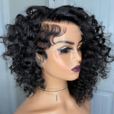 Glueless Pixie Curly Short Bob Wig Human Hair Lace Front Wig
