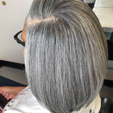 Glueless Salt And Pepper Grey Bob Wig 13x4 Lace Front Wig 100% Human Hair