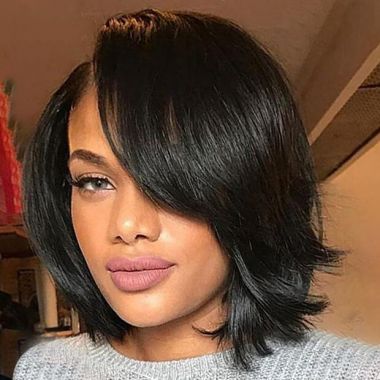 Short Silky Straight Human Hair Lace Front Bob Wigs