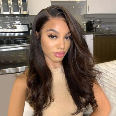 Brown Highlights Silk Texture Wavy Glueless Lace Front Wig