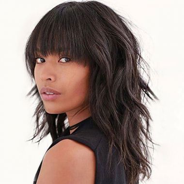 Silky Straight Human Hair Wolf Cut with Bangs Lace Front Wig