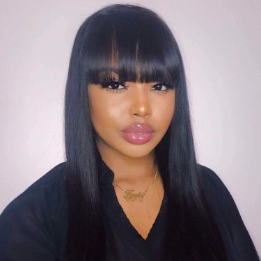 High Density Straight Wig With Bangs 13x4 Lace Front Wig 100% Human Hair  