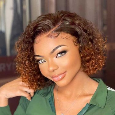 Trendy Mix Brown Curly Glueless 13x4 Invisible Lace Wig 
