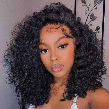 Afro Curly 13x4 Lace Frontal Bob Wig Human Hair 180% Density