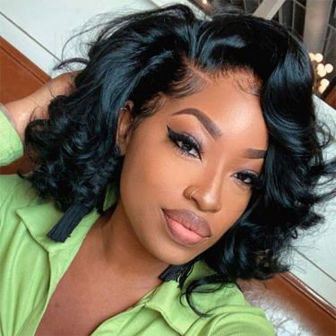 Bouncy Curly 13x4 Lace Frontal Short Bob Wig with Baby Hair