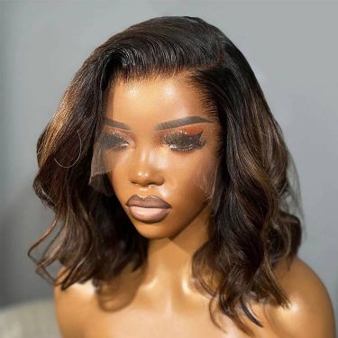 Short Wave Side Part Bob Wigs Human Hair 13x4 Lace Frontal Wig