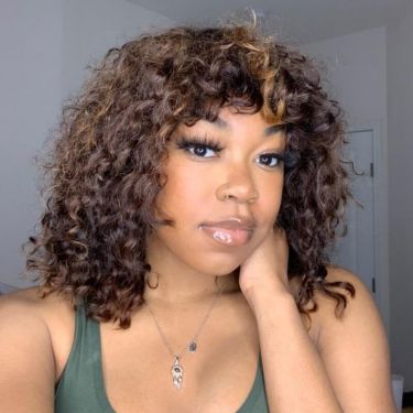 Highlight Bob Wig With Bang Deep Wave Lace Front Wigs