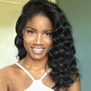 Water Wave #1B Black 13x4 Frontal Lace Wig 100% Human Hair