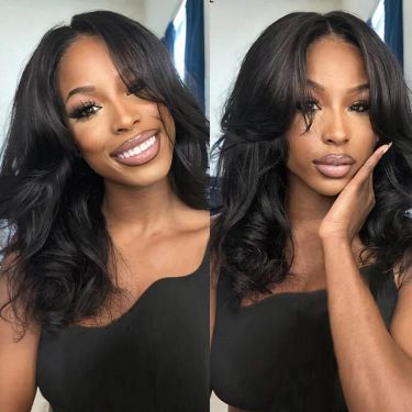 Glueless Body Wave Face-Framing Curtain Bangs Wig 13x4 Lace Front Wig