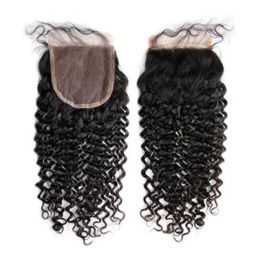 1PC Deep Wave Hair With 4x4 Lace Closure