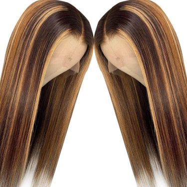 Highlight Wig Ombre Human Hair Wig Straight Lace Front Wig