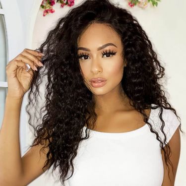 Glueless Side Part Curly Human Hair Lace Front Wig
