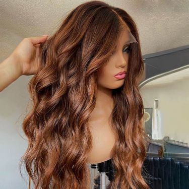 Middle Part Wavy Ombre Glueless Human Hair 13X6 Lace Front Wig
