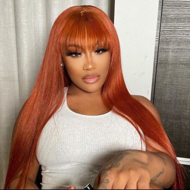Ginger Color Straight Frontal Wig with Bangs