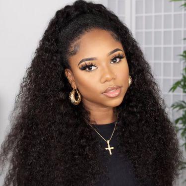 4C Edges Natural Hairline Kinky Curly 360 Lace Wig Human Hair Wig
