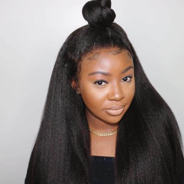 Affordable 360 Lace Wig Kinky Straight 150% Density Pre-plucked Invisible Knots