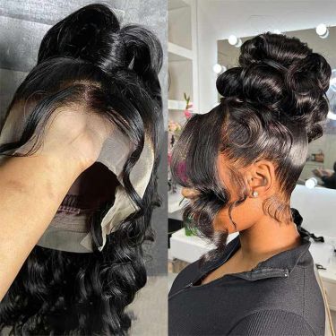 Body Wave Natural Black Human Hair 360 Lace Wig With Baby Hair