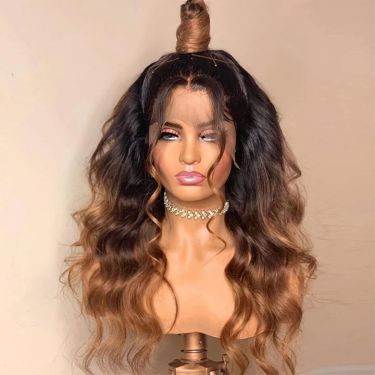 Glueless Wigs Body Wave Ombre Brown 360 Lace Wigs Human Hair