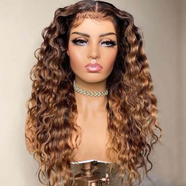 Highlight Honey Blonde Deep Wave 13x4 Lace Front Wigs