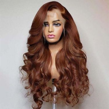 Chocolate Brown Transparent Lace Front Human Hair Wig Pre Plucked Body Wave Wig