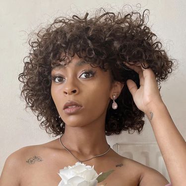 Curly Bob Wigs Human Hair 4x4 Lace Wig With Bangs