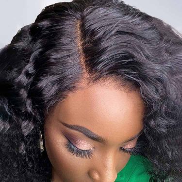 Deep Wave Natural Black Human Hair 4x4 Closure Lace Glueless Wig