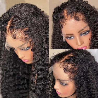 Glueless Curly Human Hair 4x4 Lace Closure Wig With Baby Hair