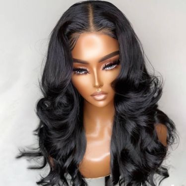 Loose Wave Layered Cut Wig Glueless 4X4 Lace Wig Natural Black Human Hair