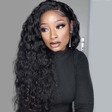 Glueless Wig Water Wave 4X4 Lace Wig with Baby Hair #1 Human Hair