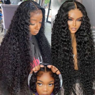 Wear And Go Glueless Pre Cut 4x6 Lace Wig Black Water Wave Wig