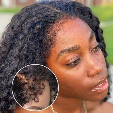 4C Edge Deep Curly Human Hair Glueless 13x4 Lace Front Wig