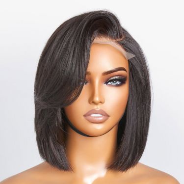 Straight Bob 5x5 Closure HD Undetectable Lace Wig With Bangs