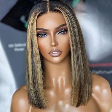 Wear and Go Wigs Blonde Highlight Human Hair 5X5 Lace Closure Wig