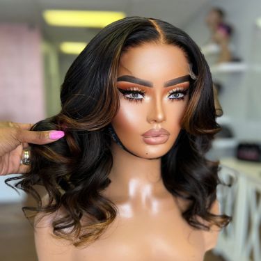 Bronze Highlights Layered Cut 5×5 Closure Undetectable Lace Wig
