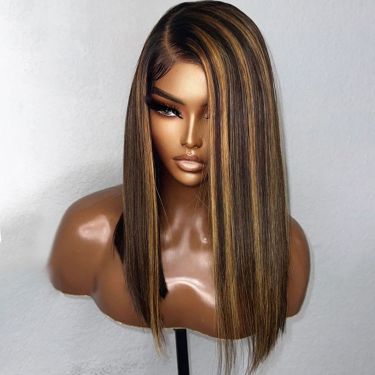 Blonde Highlighted Straight Wig Glueless 5x5 Closure Lace Wig Human Hair