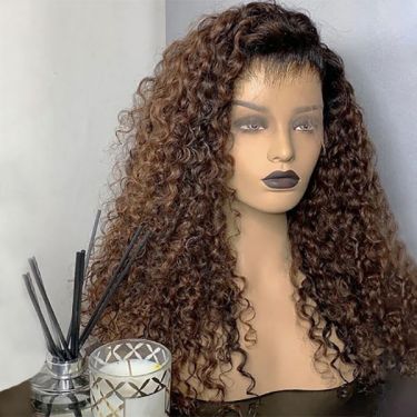Ombre Brown Curly 5x5 Closure Undetectable Lace Wig Human Hair